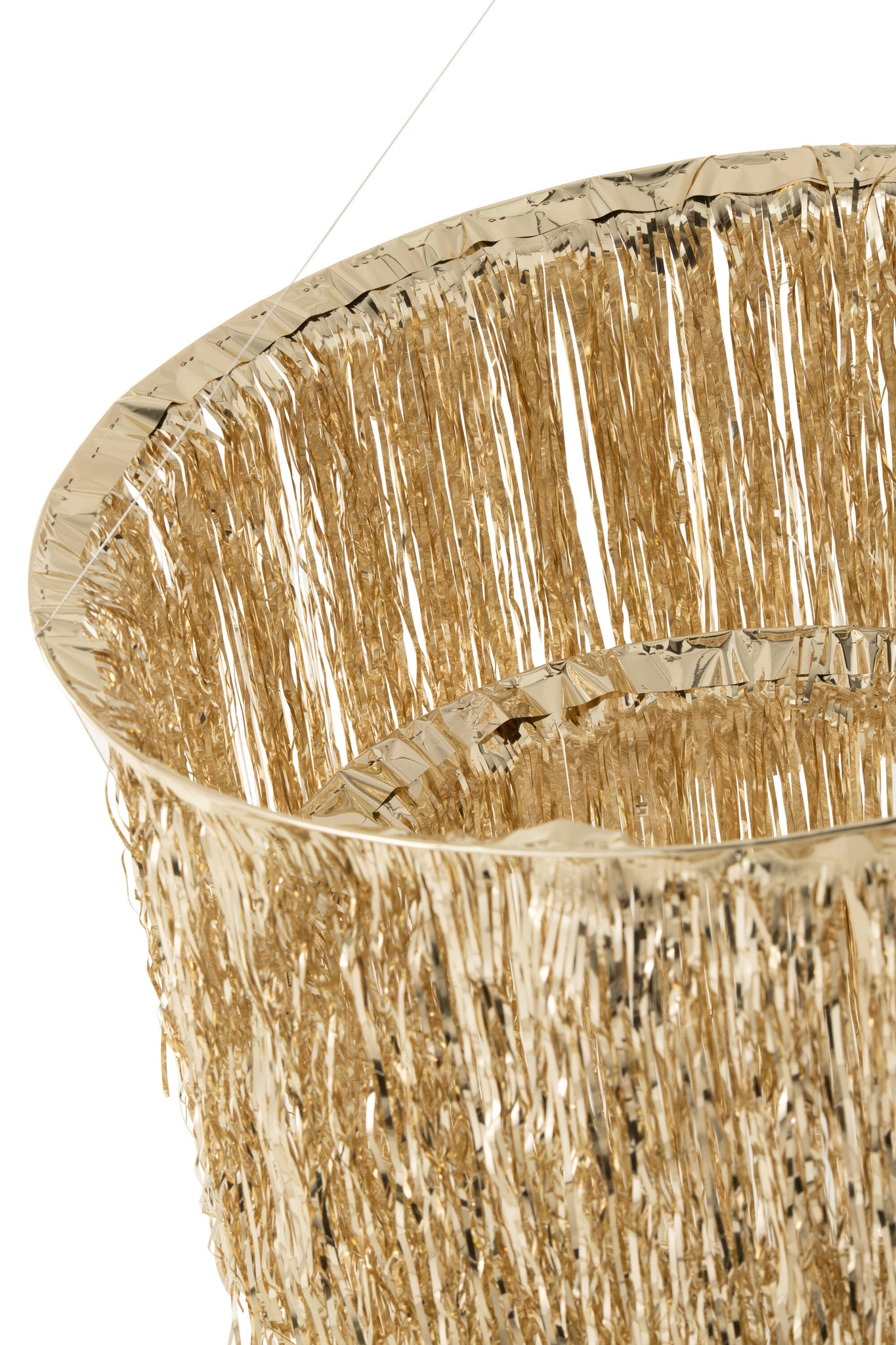 Lampenkap voor kroonluchter met franjes, vinyl, goudkleurig, klein