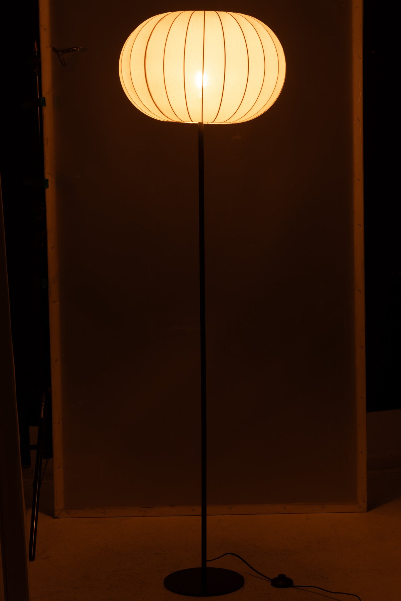 Lantaarn-vloerlamp metaal/textiel wit groot