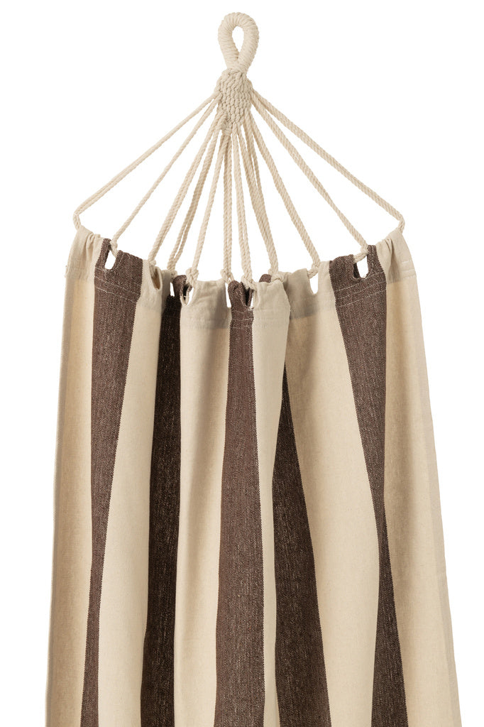 J-LINE HANGMAT GROTE STREPEN – KATOEN/POLYESTER DONKERBRUIN/ECRU