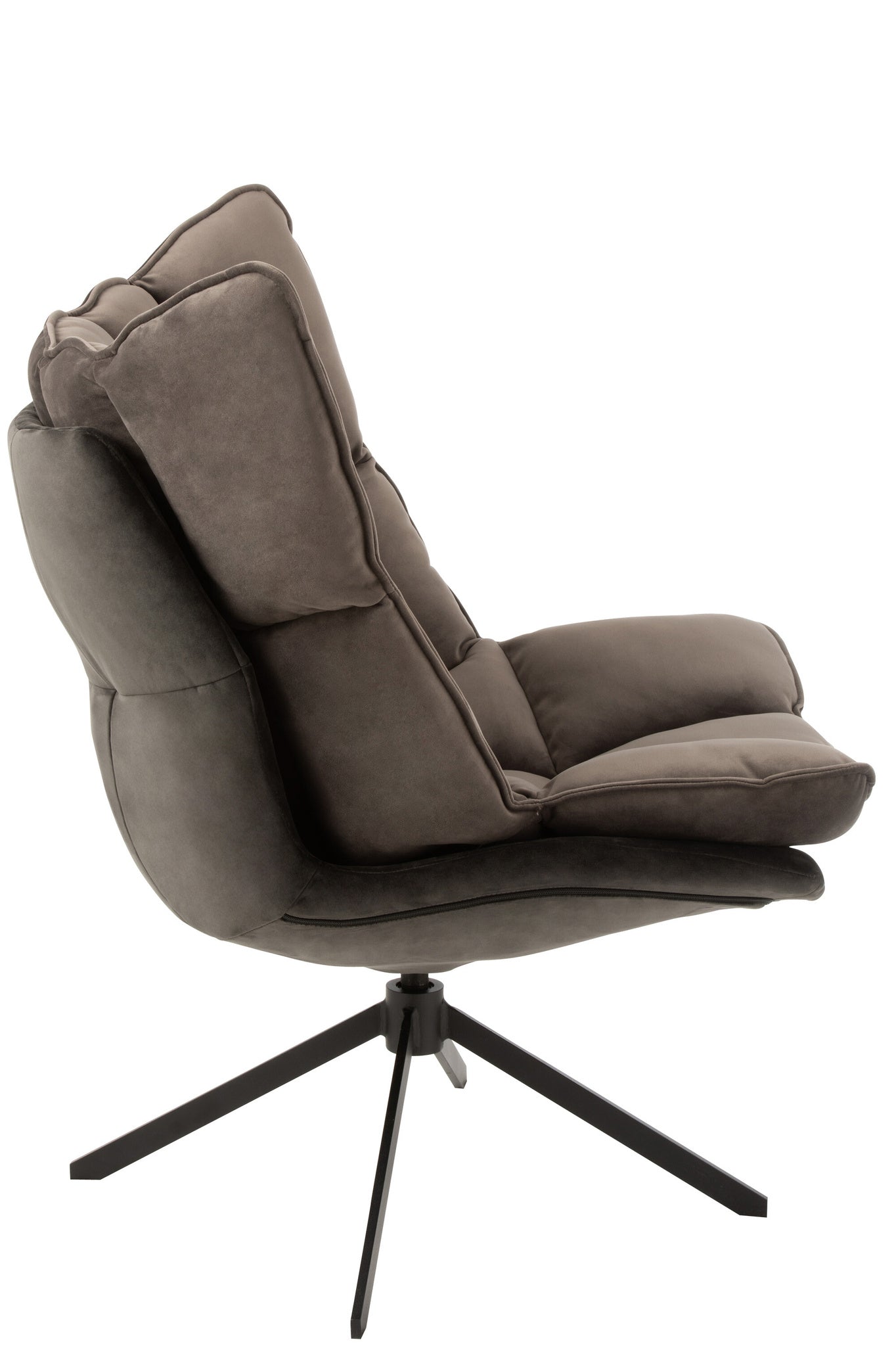 Relaxstoel met kussen op frame, textiel/metaal, grijs