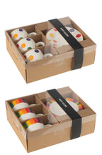 J-LINE BOX OF 3 CUP+SAUCER POLKA DOT STRIPE PORCELAIN MIX ASSORTMENT OF 2