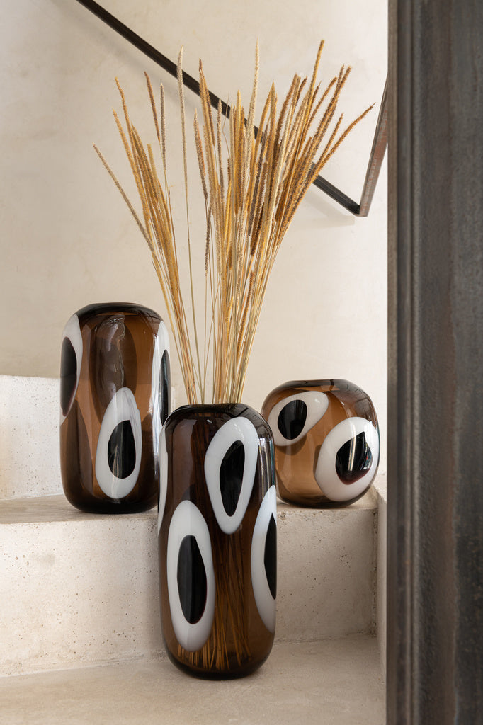 J-LINE VAZE IZZY – GLAS WIT/BRUIN GROOT