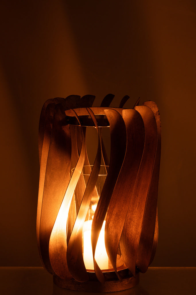  J-LINE KANDELAAR TINA IJZER/GLAS GOUD