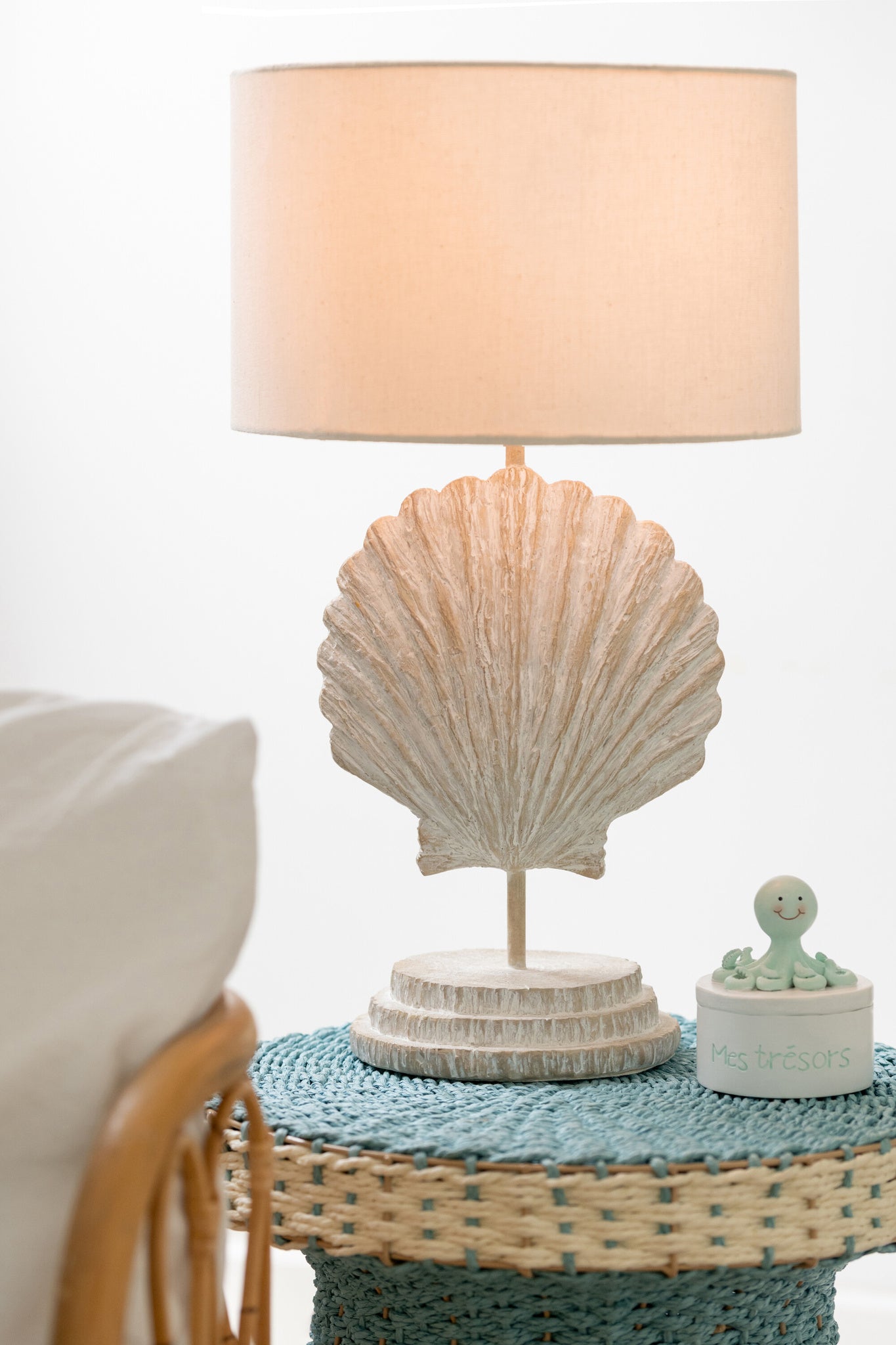 Tafellamp Zeeschelp Polyresin Wit/Naturel