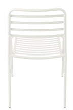 Witte gestreepte metalen tuinstoel