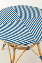 Eettafel rattan blauw/wit