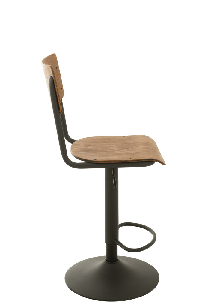 J-LINE BARKRUK – HOUT/METAAL – BRUIN/ZWART – INDUSTRIEEL DESIGN