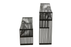 Set van 2 consoles met plank van gerecycled teakhout in het zwart.