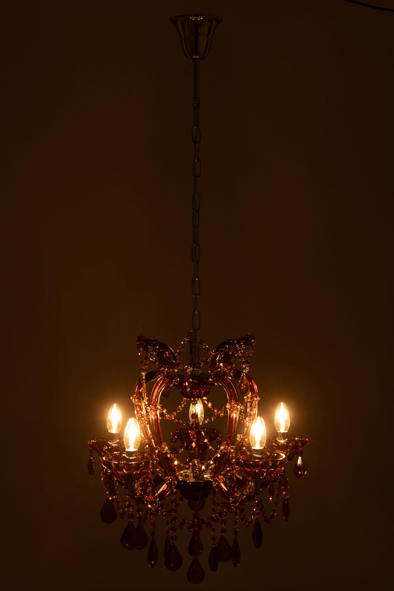 Antieke glazen kroonluchter plafondlamp bruin