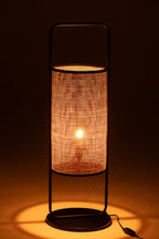 Lamp op voet Elton Metaal/Rotan Zwart/Naturel Groot
