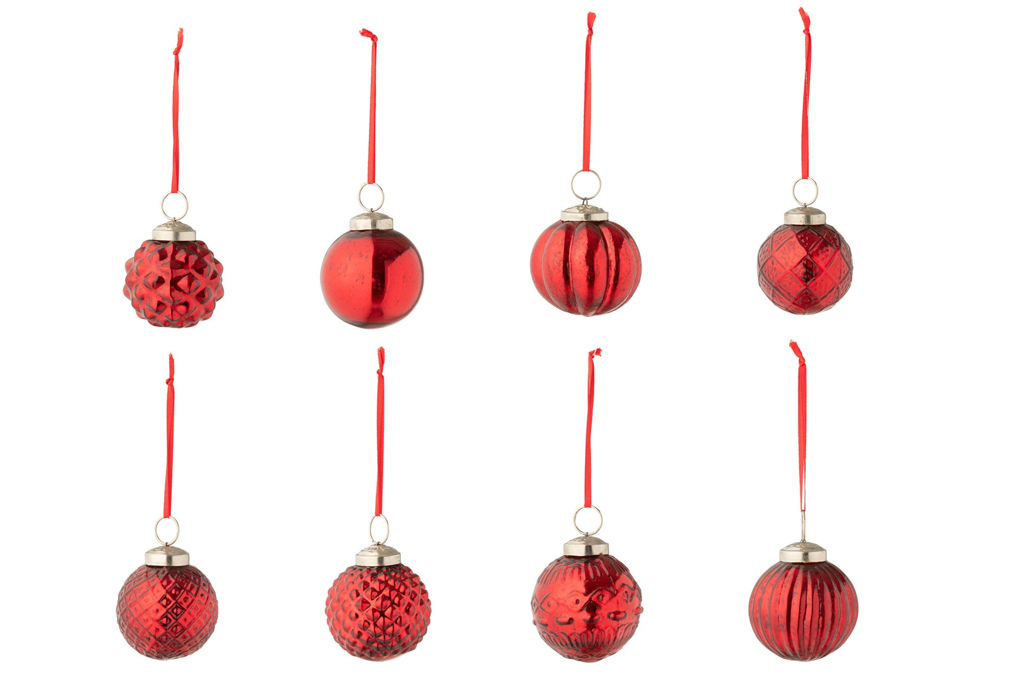 J-LINE DOOS VAN 40 KERSTBALLEN 8 PATRONEN GLAZEN KERST ROOD