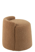Poef Teddy Rond+Rugleuning Bouclé Camel
