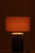 Tafellamp Threaded, breed, ailanthushout, zwart/grijs