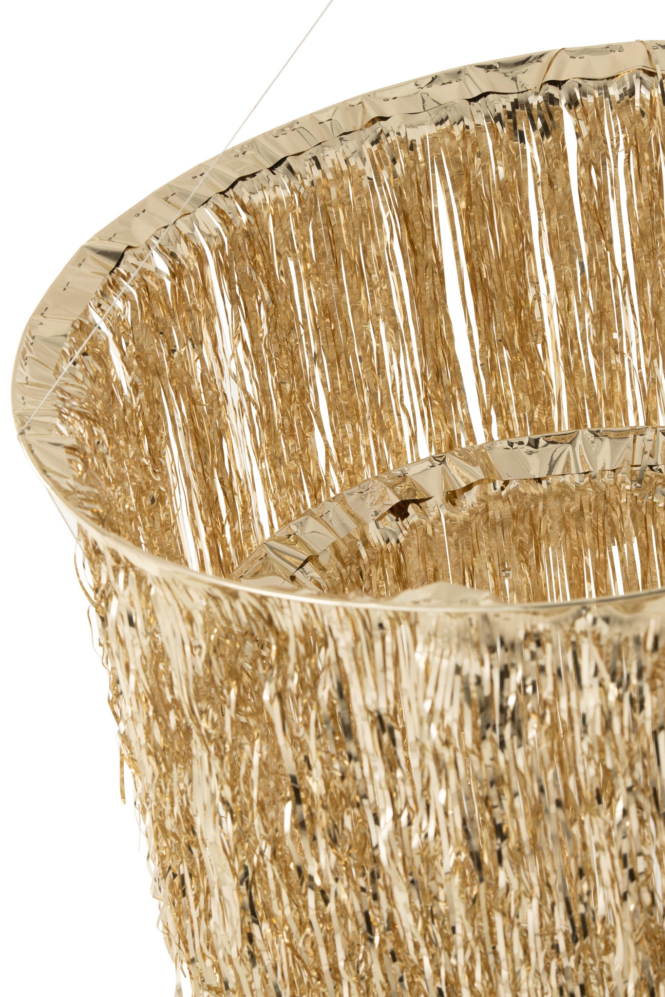 Lampenkap voor kroonluchter, met franjes, vinyl, goudkleurig, groot