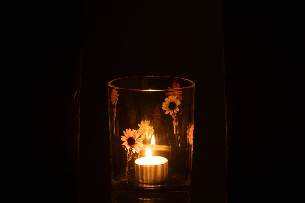 J-LINE HURRICANE PEGGY FLOWERS GLASS LARGE