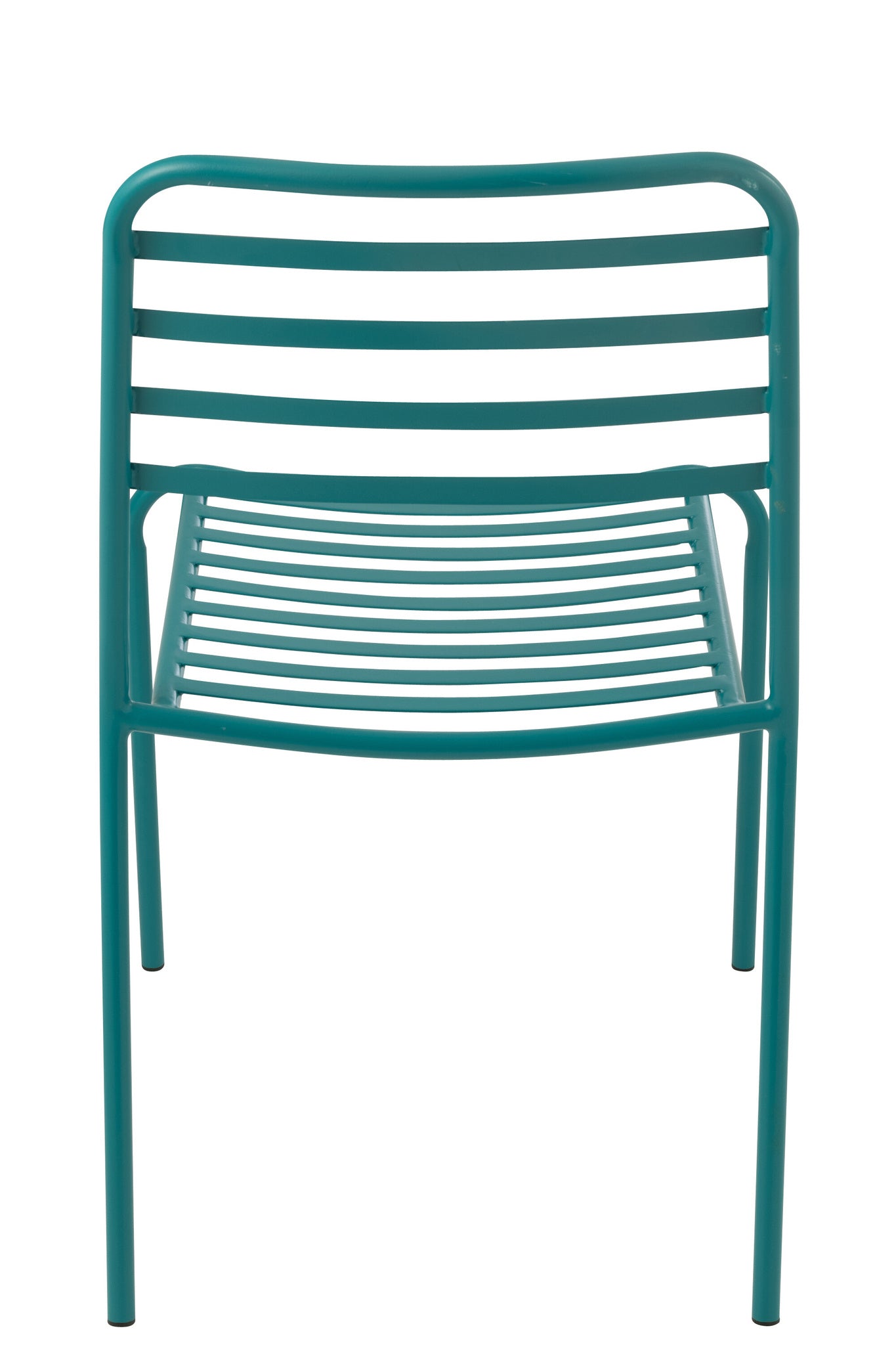 Turquoise gestreepte metalen tuinstoel