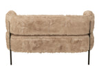 2-zitsbank met bontbekleding en metalen poten, houtkleurig taupe