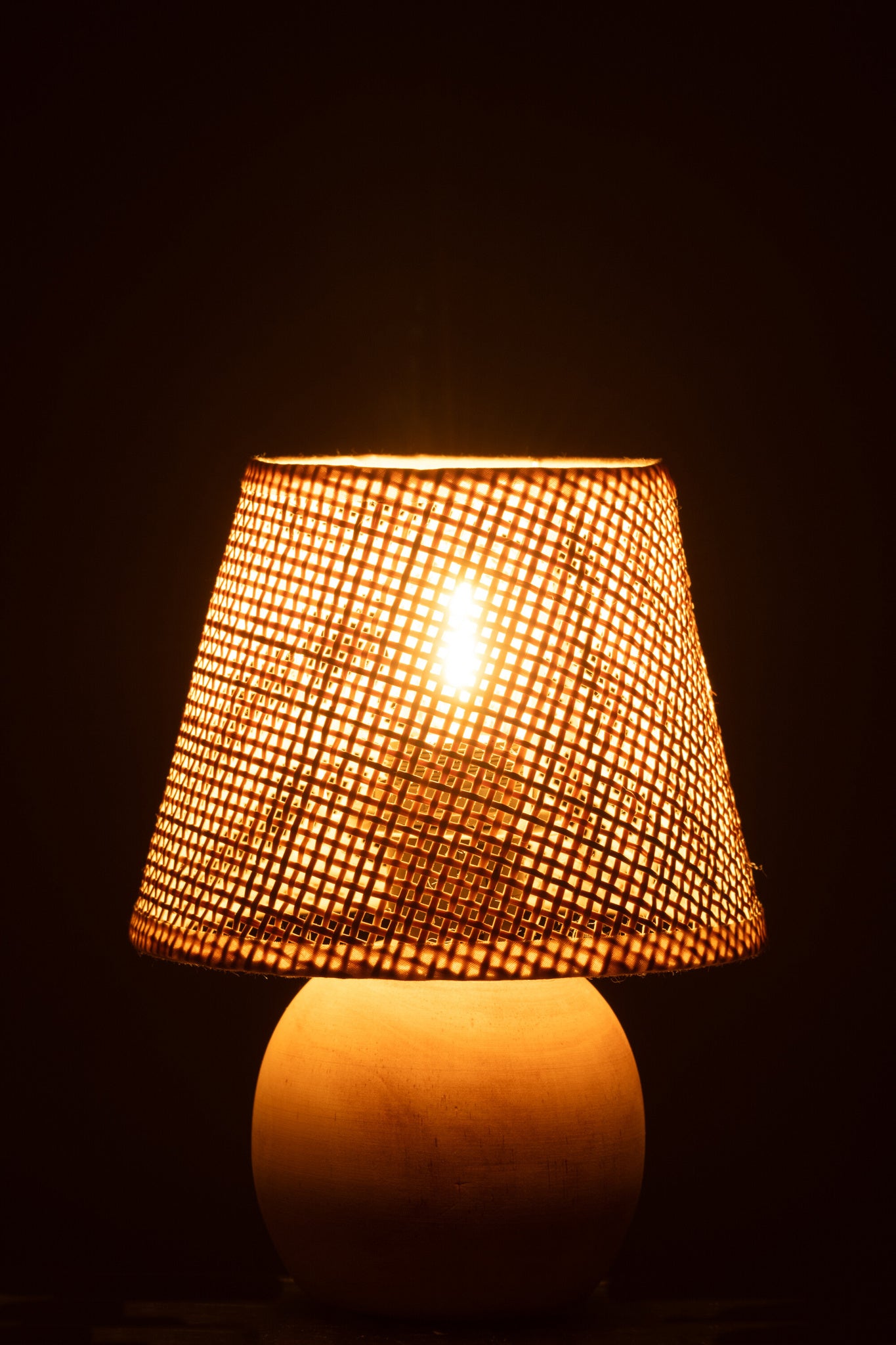 Tafellamp LED gevlochten hout/metaal naturel