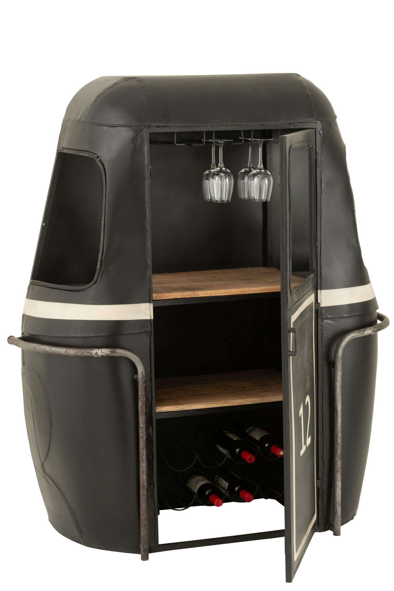 Bar Kast Kabel Auto Ijzer/Mangohout Zwart/Wit