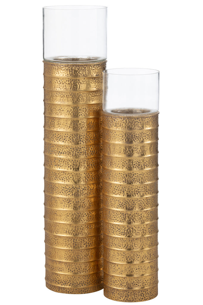 J-LINE KANDELAAR PILLAR – METAAL/GLAS GOUD – LARGE