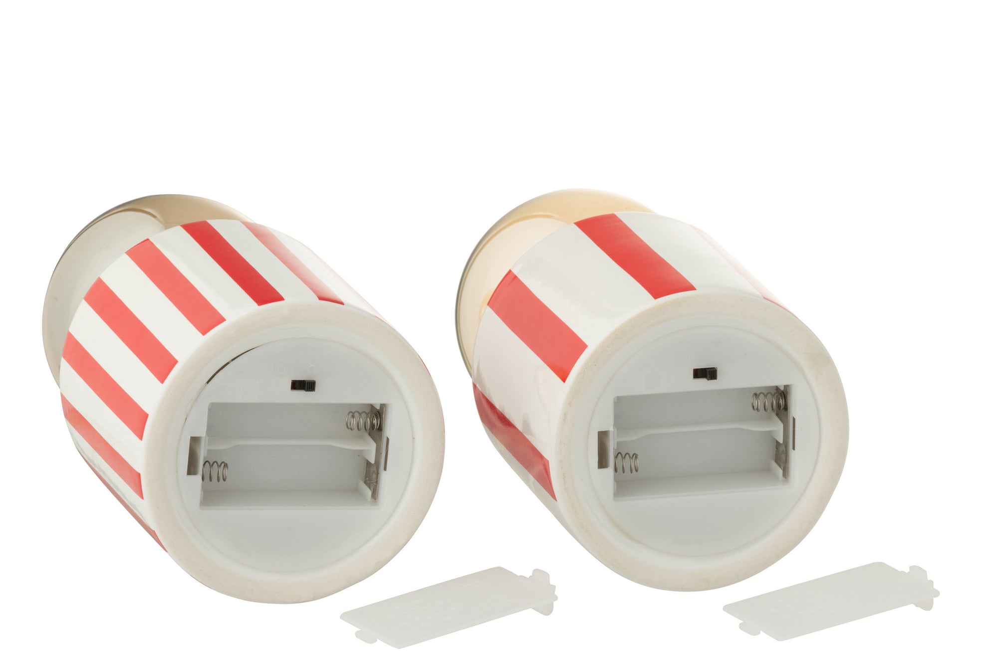 Gestreepte tafellamp van dolomiet, rood/wit, assortiment van 2