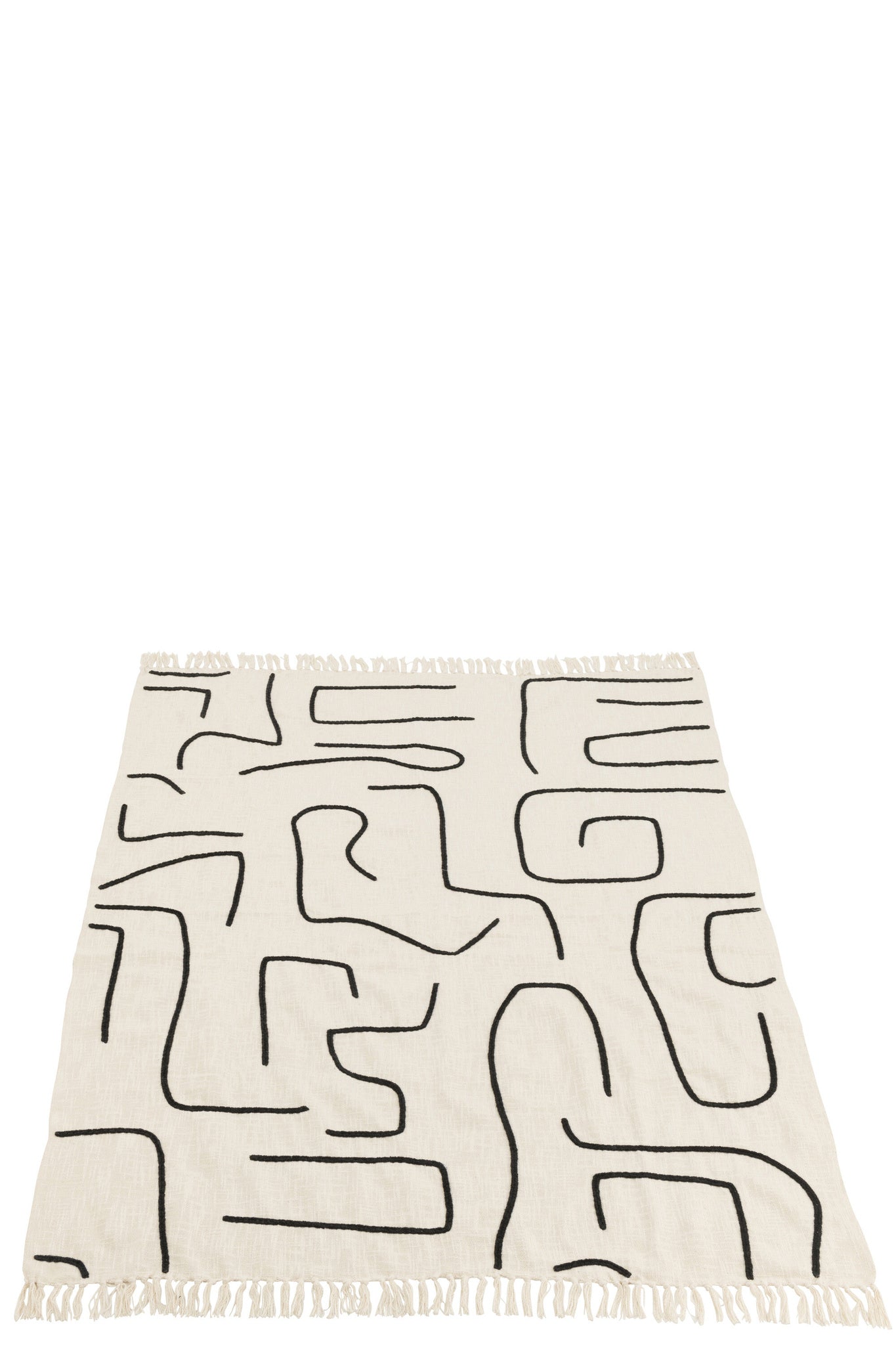 J-LINE PLAID LINES/CURVES KATOEN WIT/ZWART