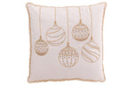 J-LINE KUSSEN KERSTBALLEN KATOEN WIT/GOUDKLEURIG