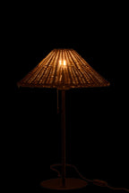 J-LINE TAFELLAMP METAAL/ROTAN ZWART/NATUREL