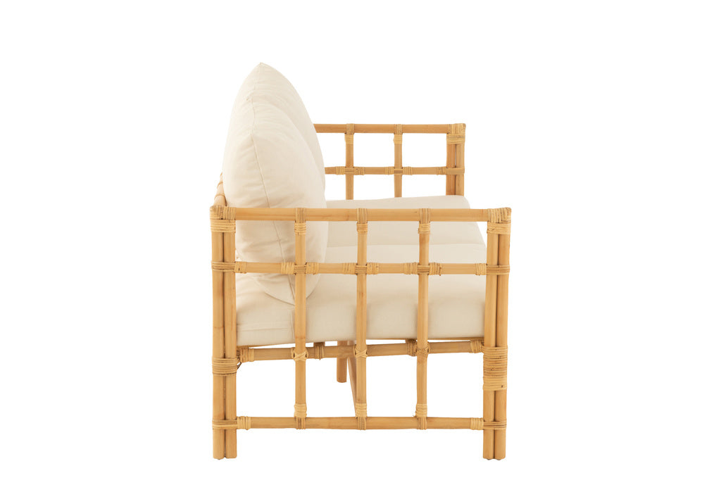  J-LINE SOFA ELISE + KUSSEN 2-ZITS ROTAN/TEXTIEL