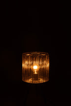 Kleine metalen tafellamp antiekbruin