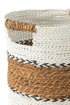 J-Line Set van 3 Manden Laura Raffia Wit/Naturel