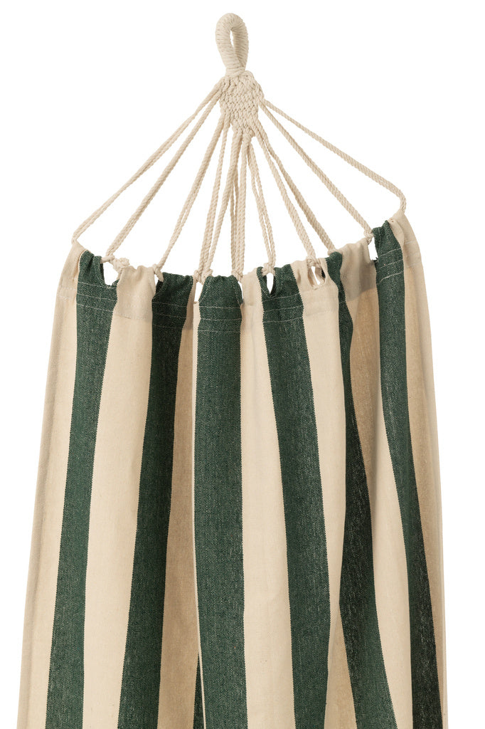 J-LINE HANGMAT GROTE STREPEN – KATOEN/POLYESTER DONKERGROEN/ECRU