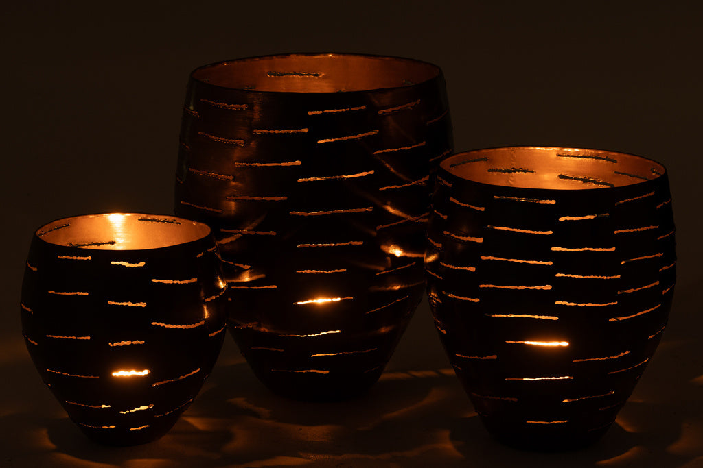 J-LINE SET VAN 3 WINDLICHTEN KOMMETJES METAAL ZWART