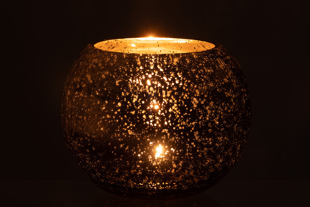 J-LINE WINDLICHT BAL CRAQUELÉ GLAS – PARELMOEREFFECT BLAUW LARGE