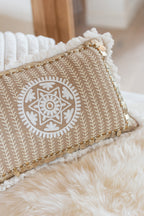Kussen Rechthoekig Patroon Met Munten Jute Natuur/Beige