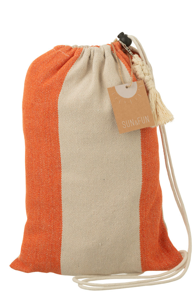 J-LINE HANGMAT GROTE STREPEN – KATOEN/POLYESTER ORANJE/ECRU