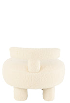 Ronde kruk met rugleuning bouclé wit