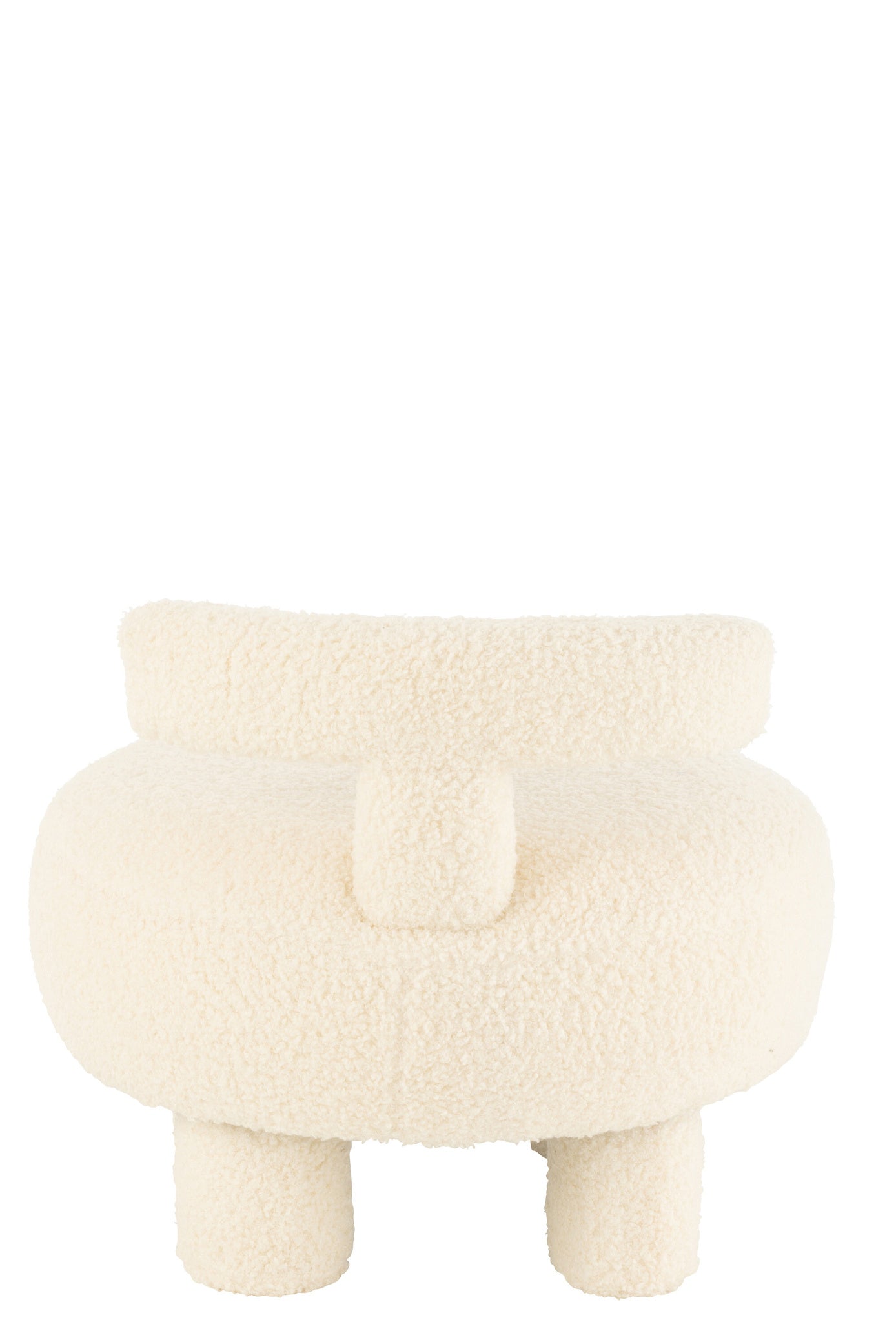 Ronde kruk met rugleuning bouclé wit