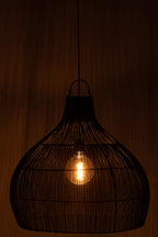 Rotan lampenkap in peervorm, zwart