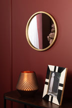 J-LINE RONDE SPIEGEL MONA IJZER/GLAS GOUD EXTRA SMALL