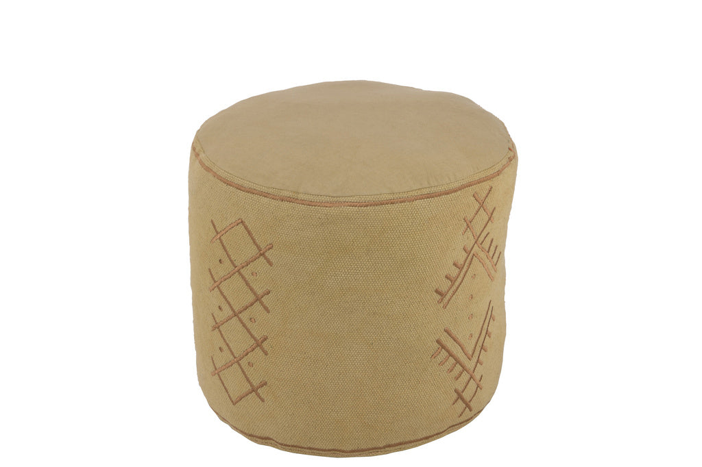 J-LINE POEF CYLINDER ETNISCHE PATRONEN KATOEN ZAND
