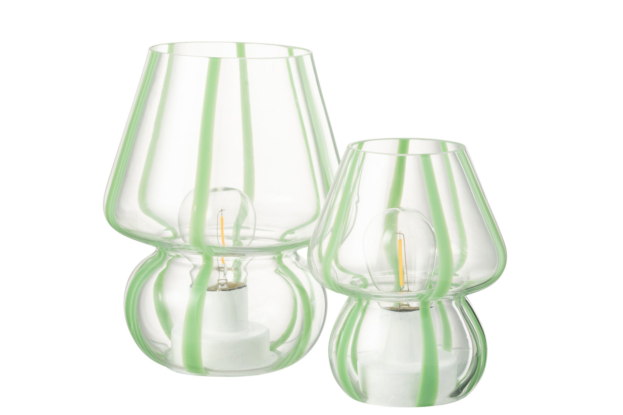 Tafellamp met gestreept glas, transparant/groen, groot