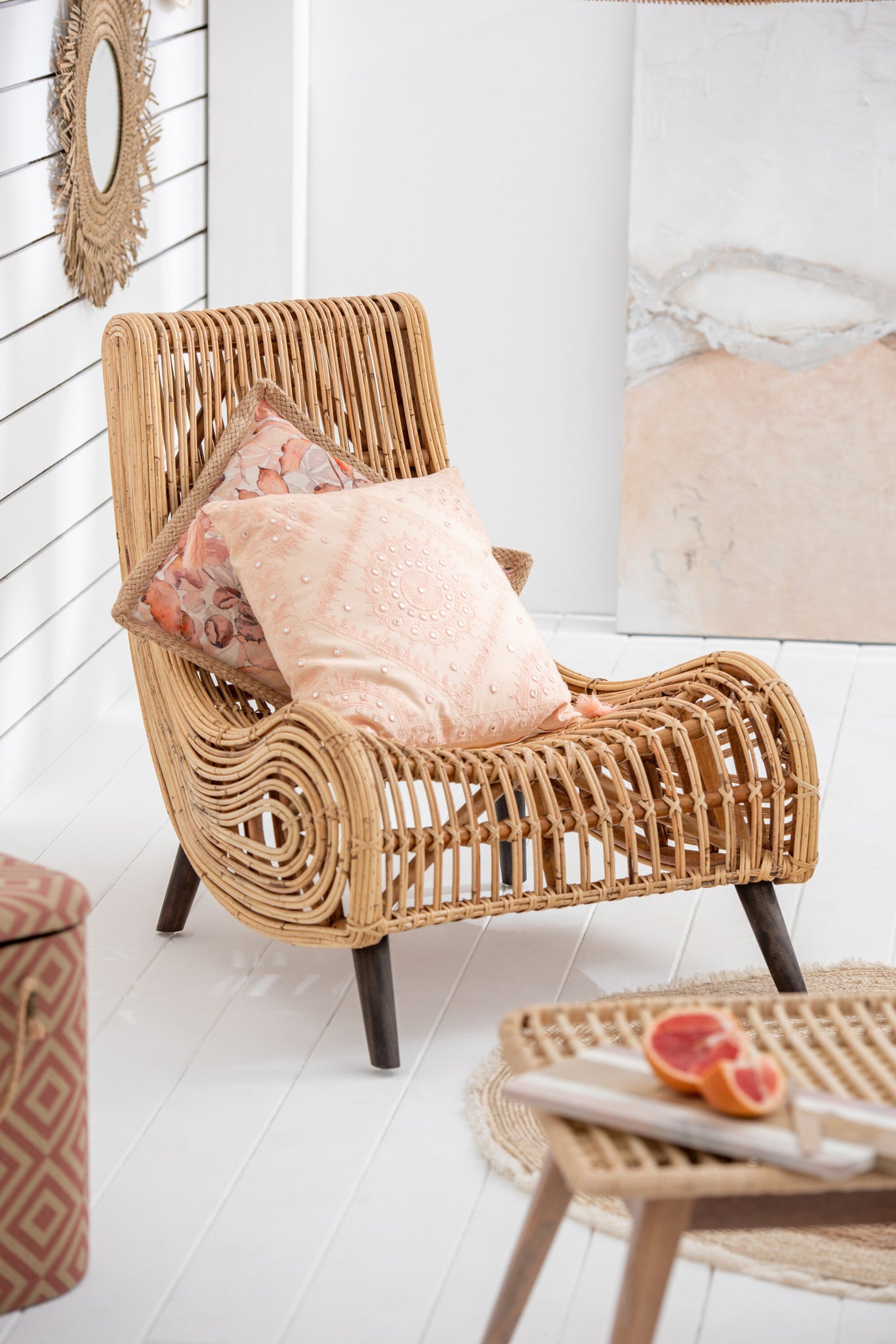 Kussen Ibiza Kwast Katoen Grapefruit