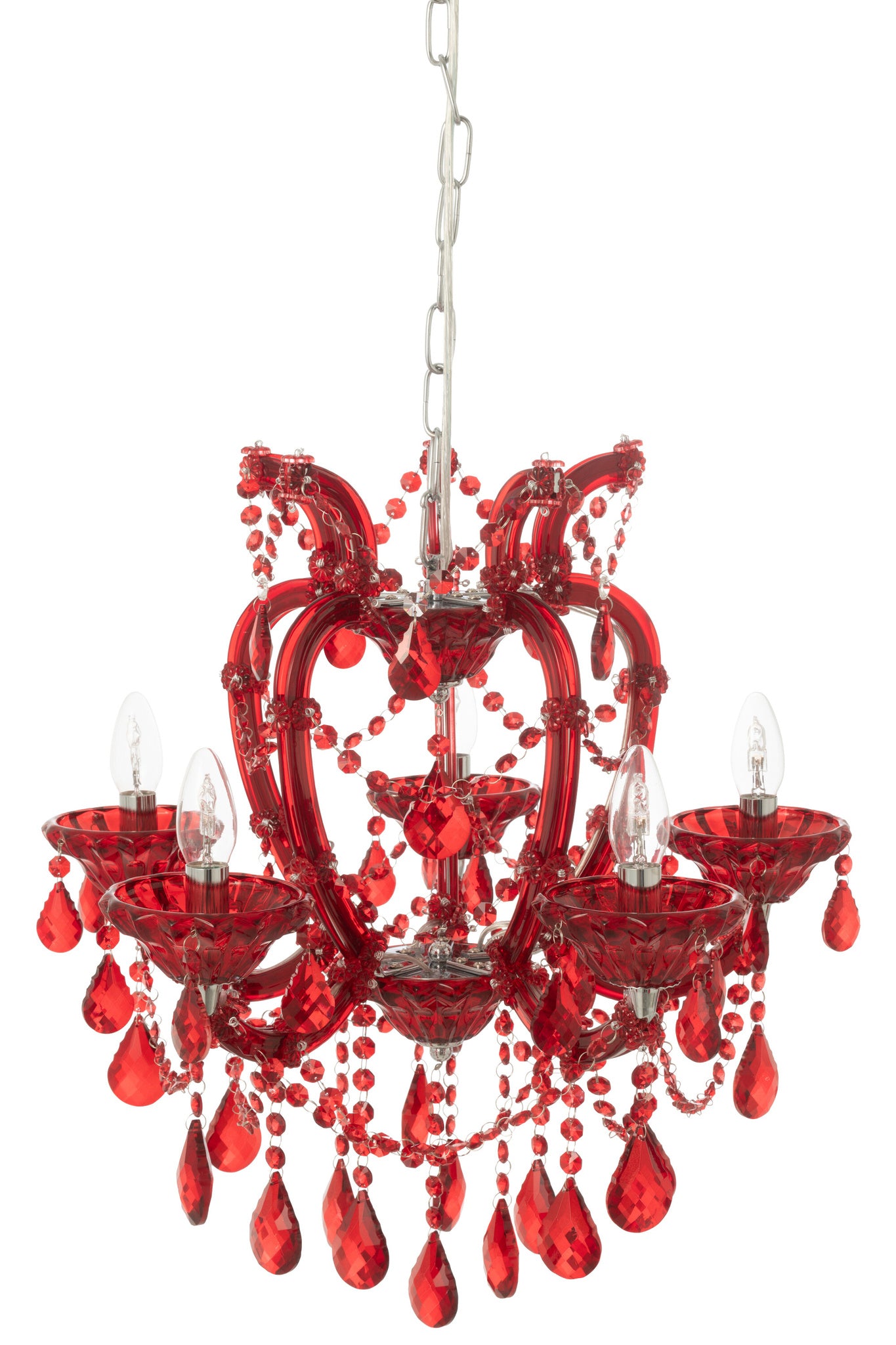 Antieke kroonluchter van rood glas