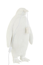 Tafellamp pinguïn van hars, wit, groot