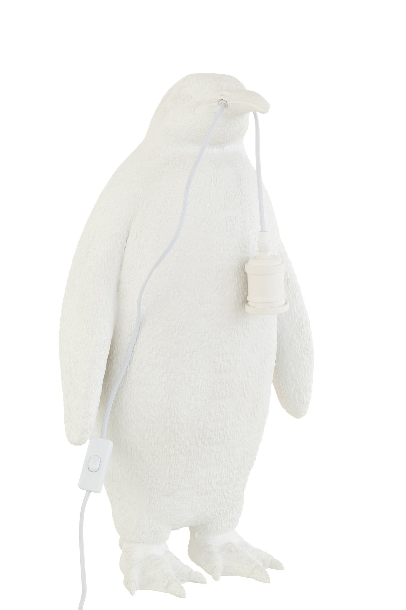 Tafellamp pinguïn van hars, wit, groot