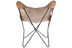 Loungestoel leer/metaal cognac