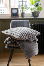 J-LINE PLAID RIBFLUWEEL POLYESTER DONKERGRIJS