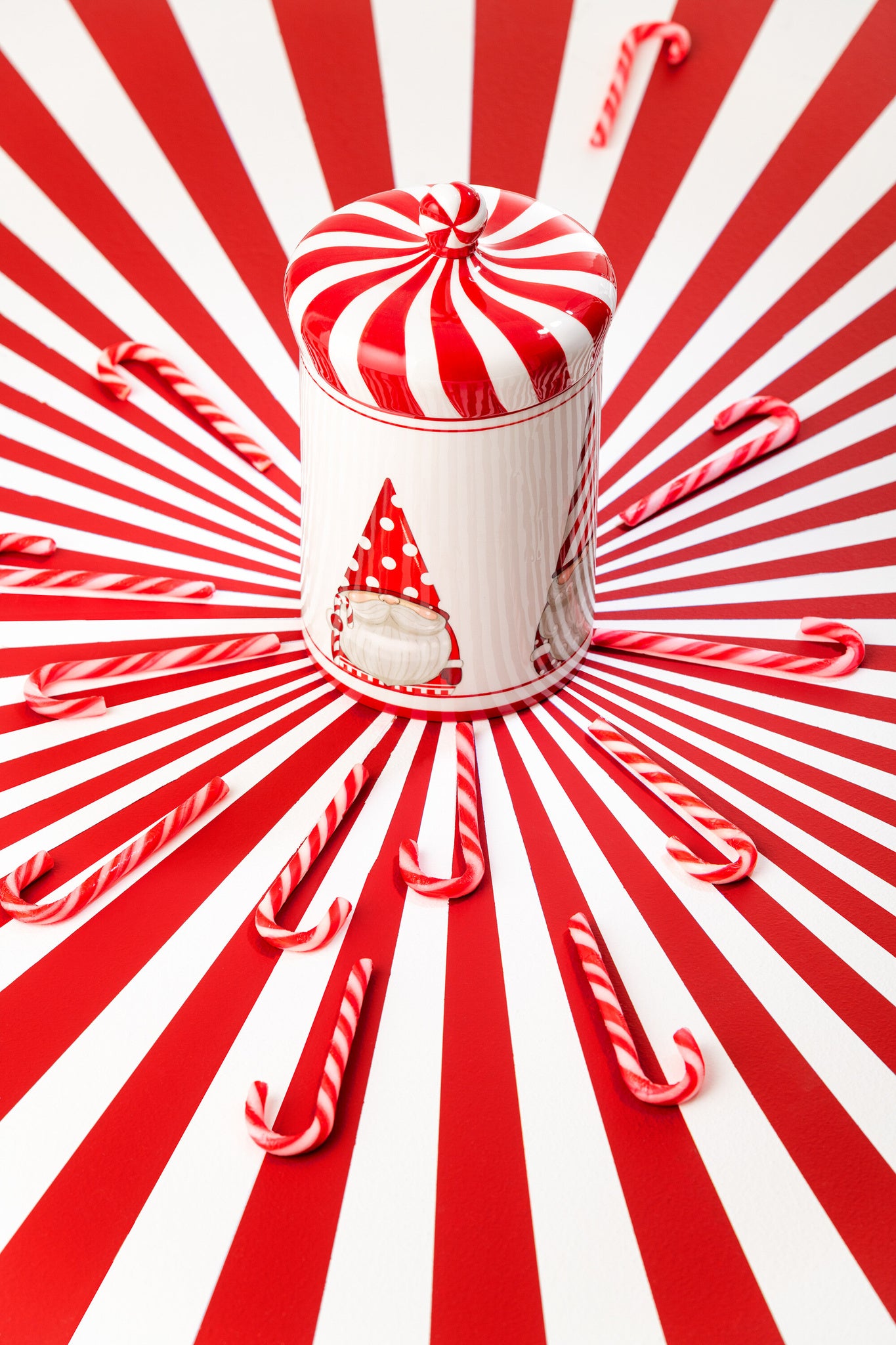 J-LINE POT DECORATIEVE KERSTMAN DOLOMIET KERST ROOD/WIT