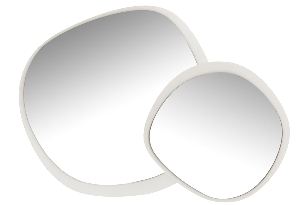 J-LINE RONDE WANDSPIEGEL METAAL/GLAS WIT LARGE